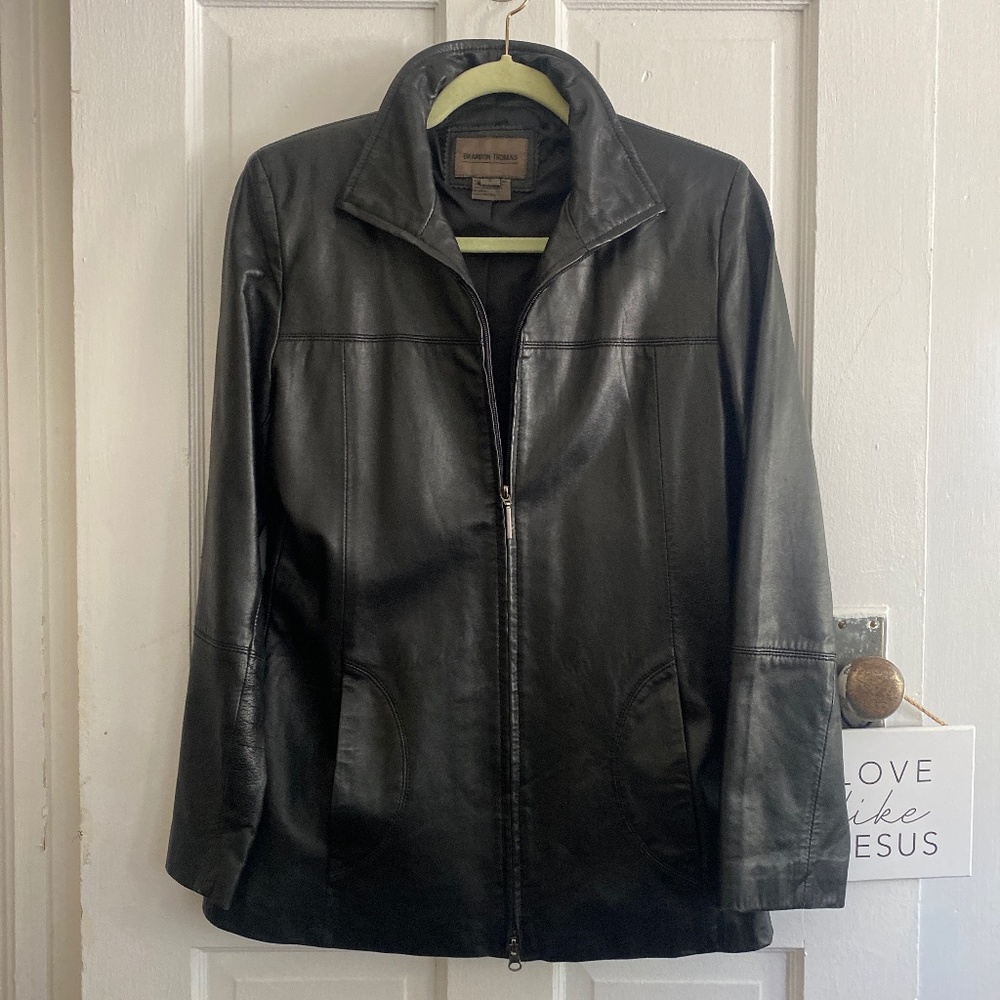Gorgeous Brandon Thomas Soft Black Leather Coat